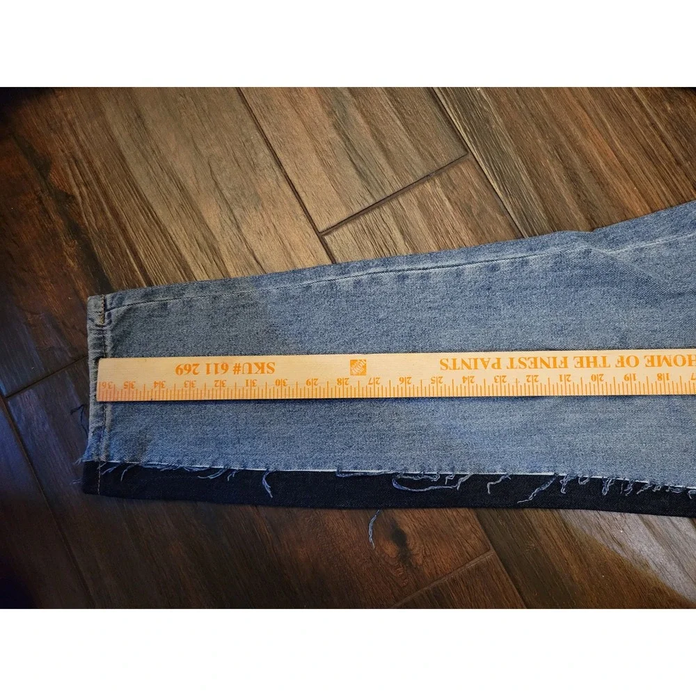 BlankNYC Your Favorite Two Tone Side Stripe Raw Hem Straight Leg Jeans Si 30 501